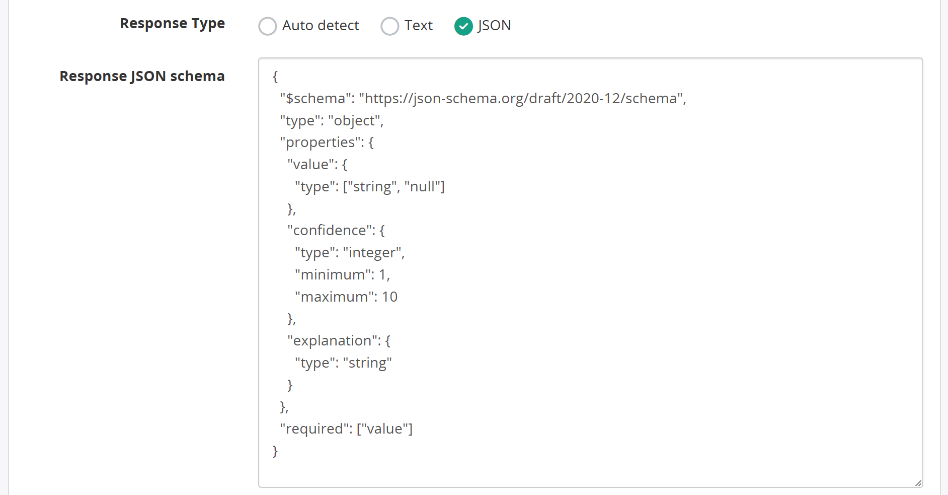 JSON Schema in AI Task