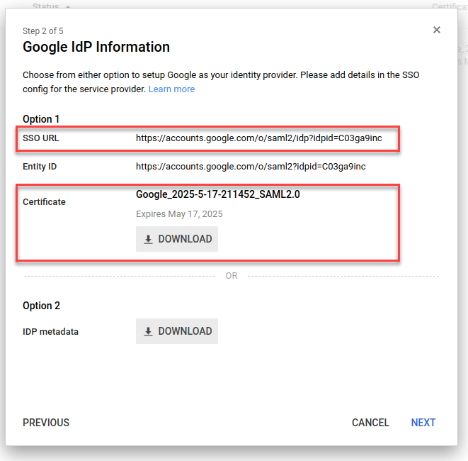 Google IDp Information