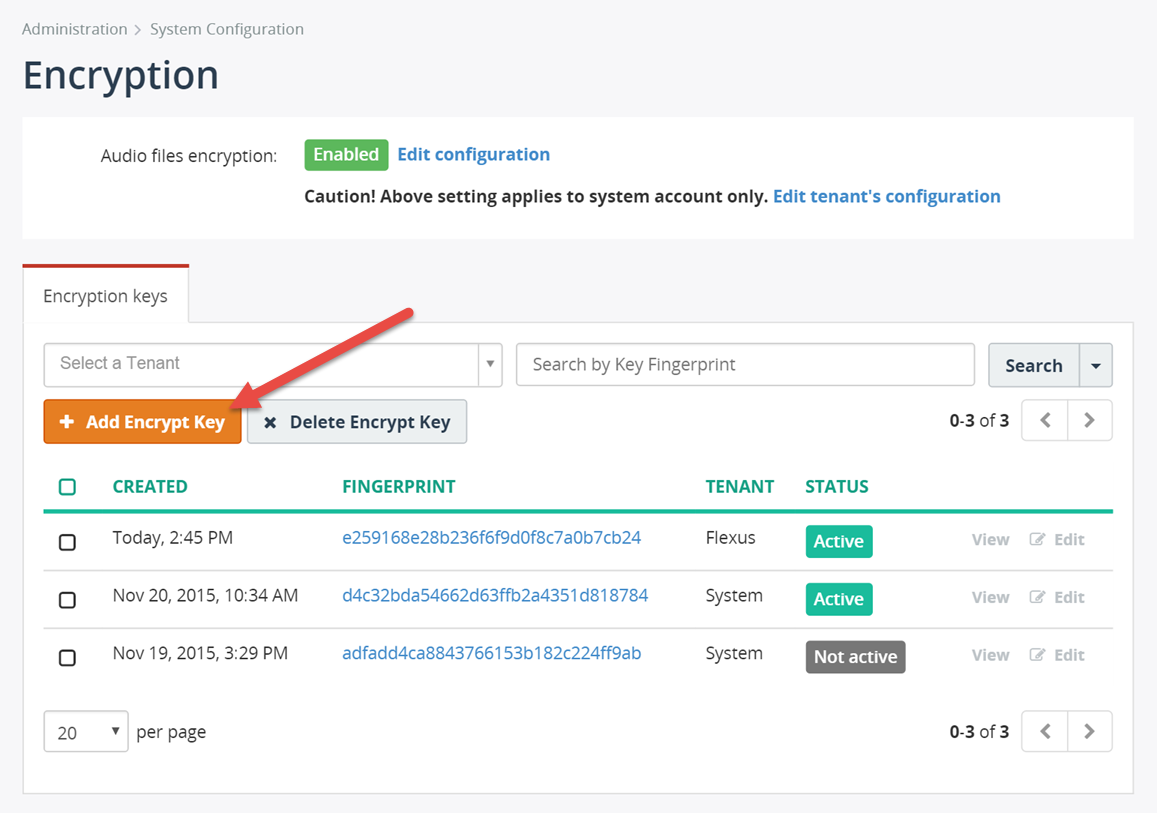 Create new encryption key