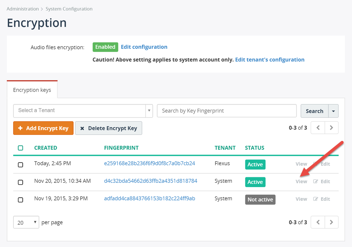 Export encryption key