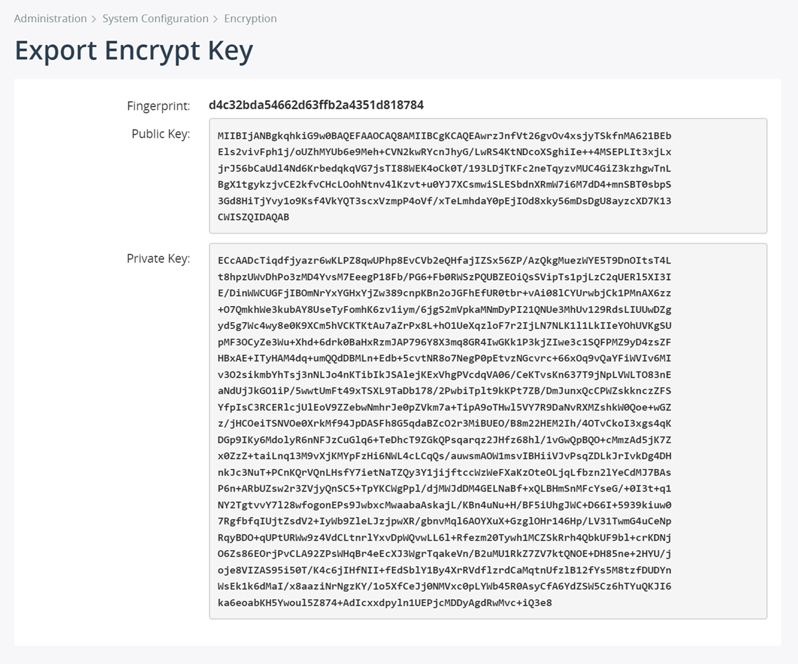 Export encryption key