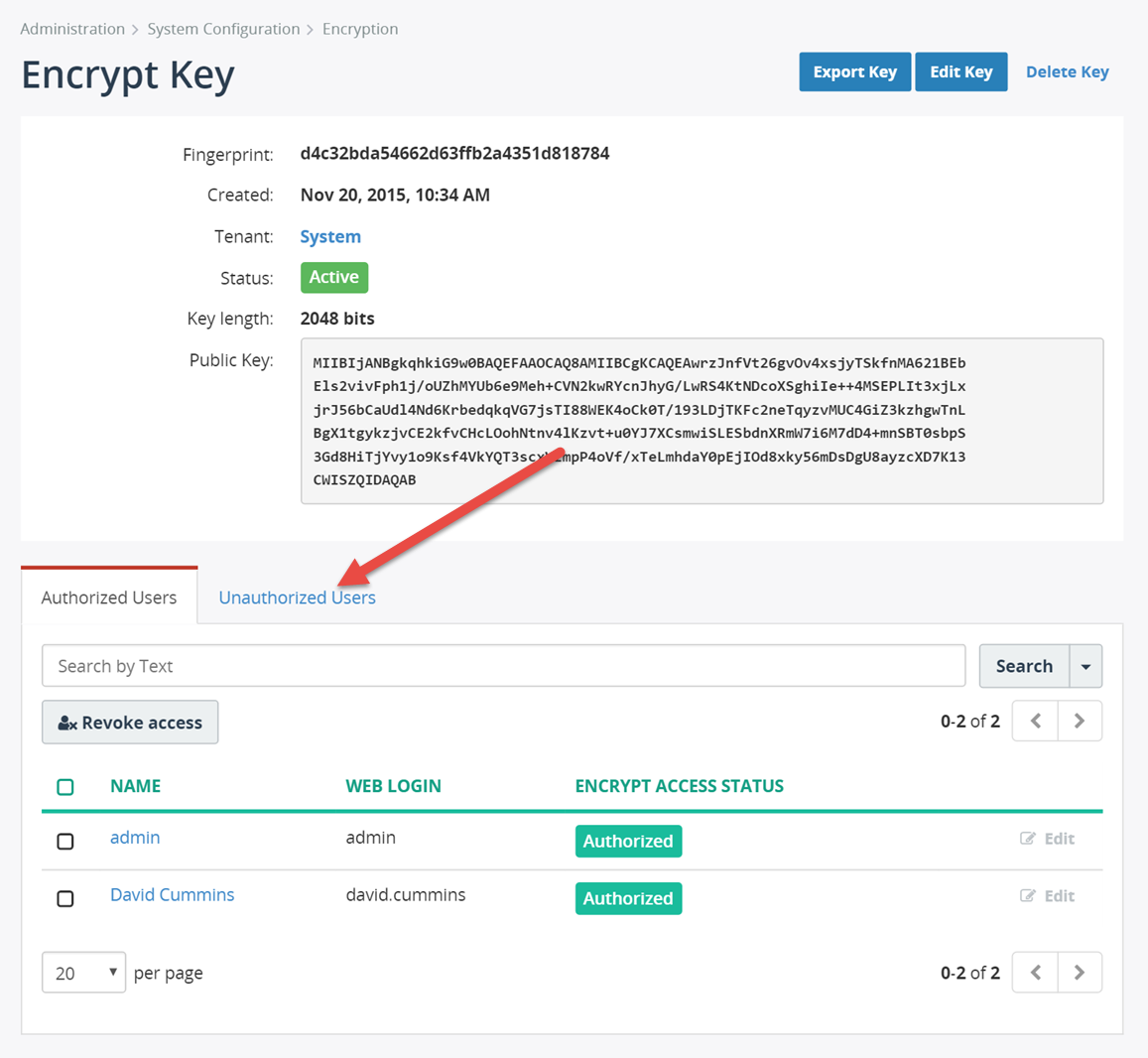 Grant access to encryption key