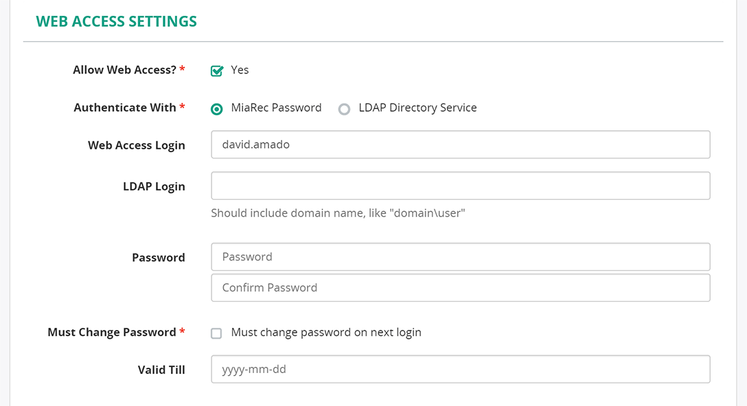 Web Access Settings