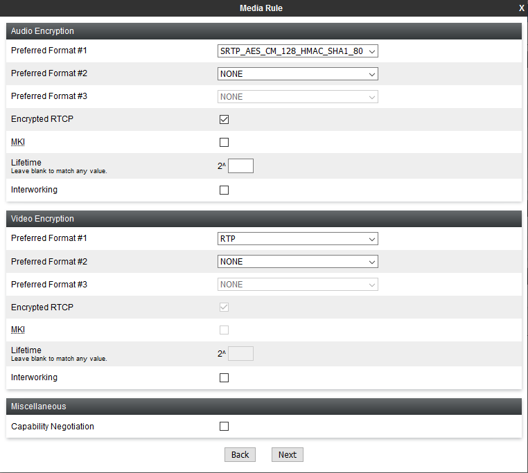 Media Rules Dialog