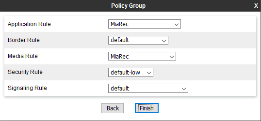 Policy Group Settings