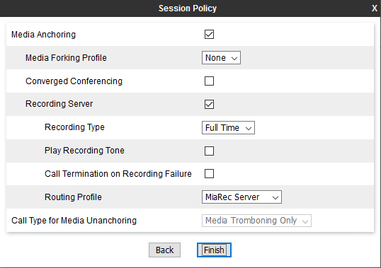 Session Policy Settings