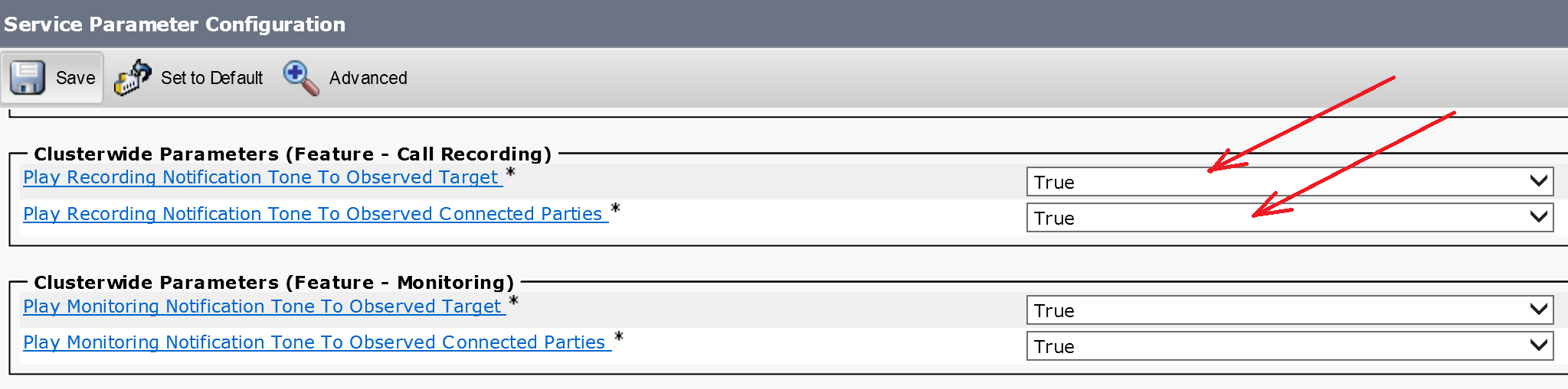 Configure notification tones for recording