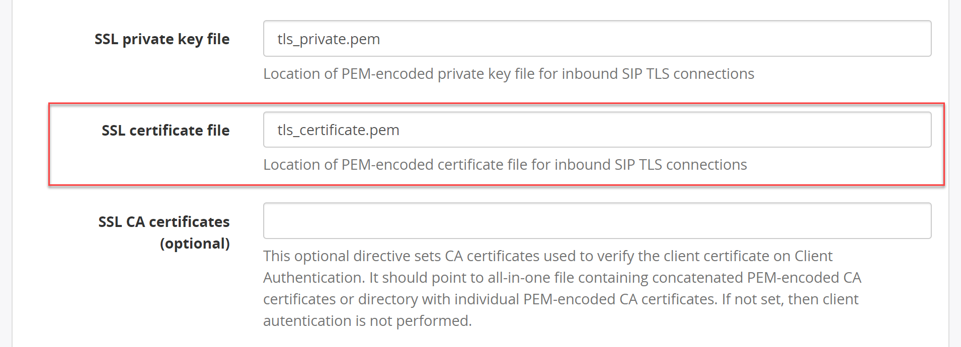 SSL certificate file
