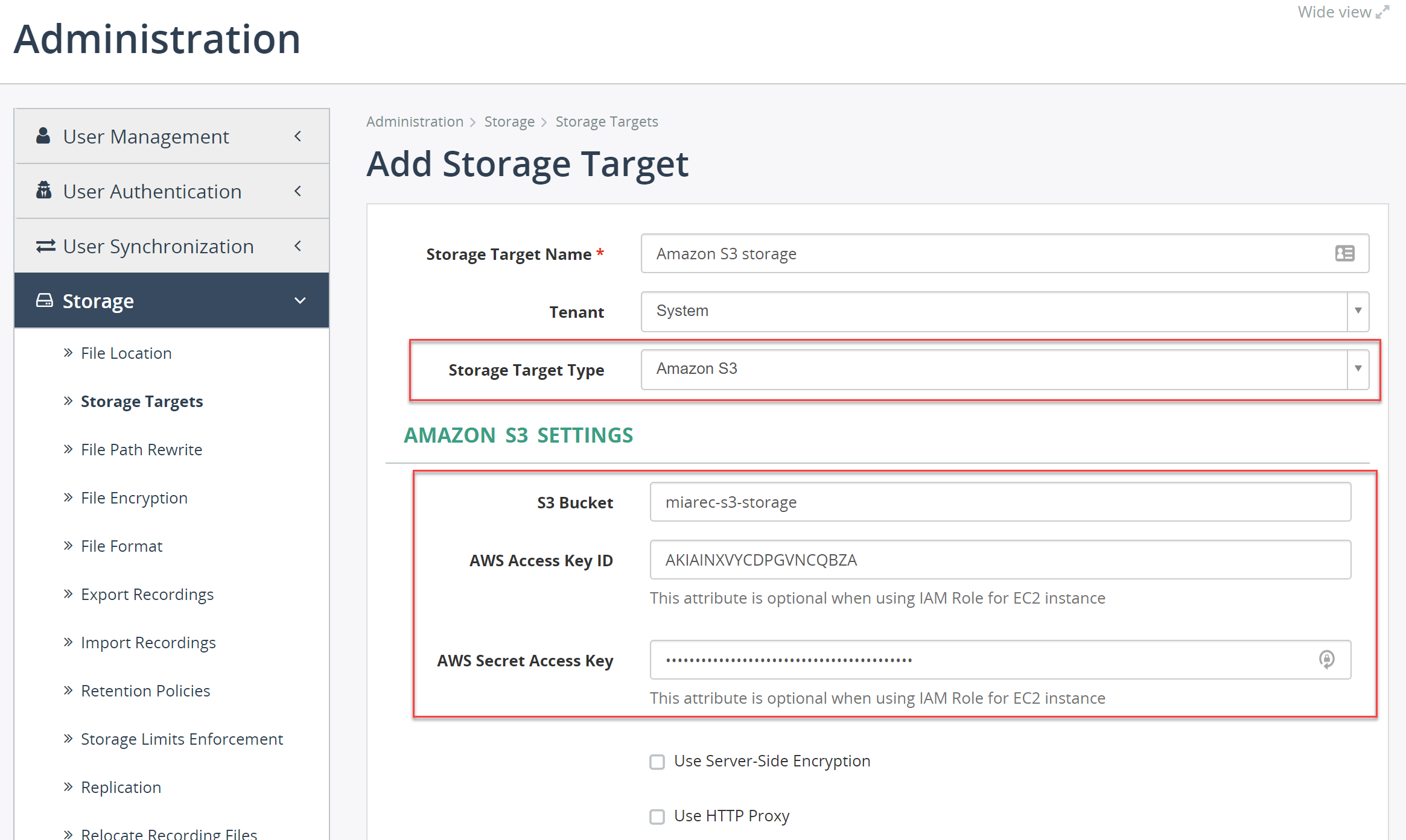 Configure Storage Target
