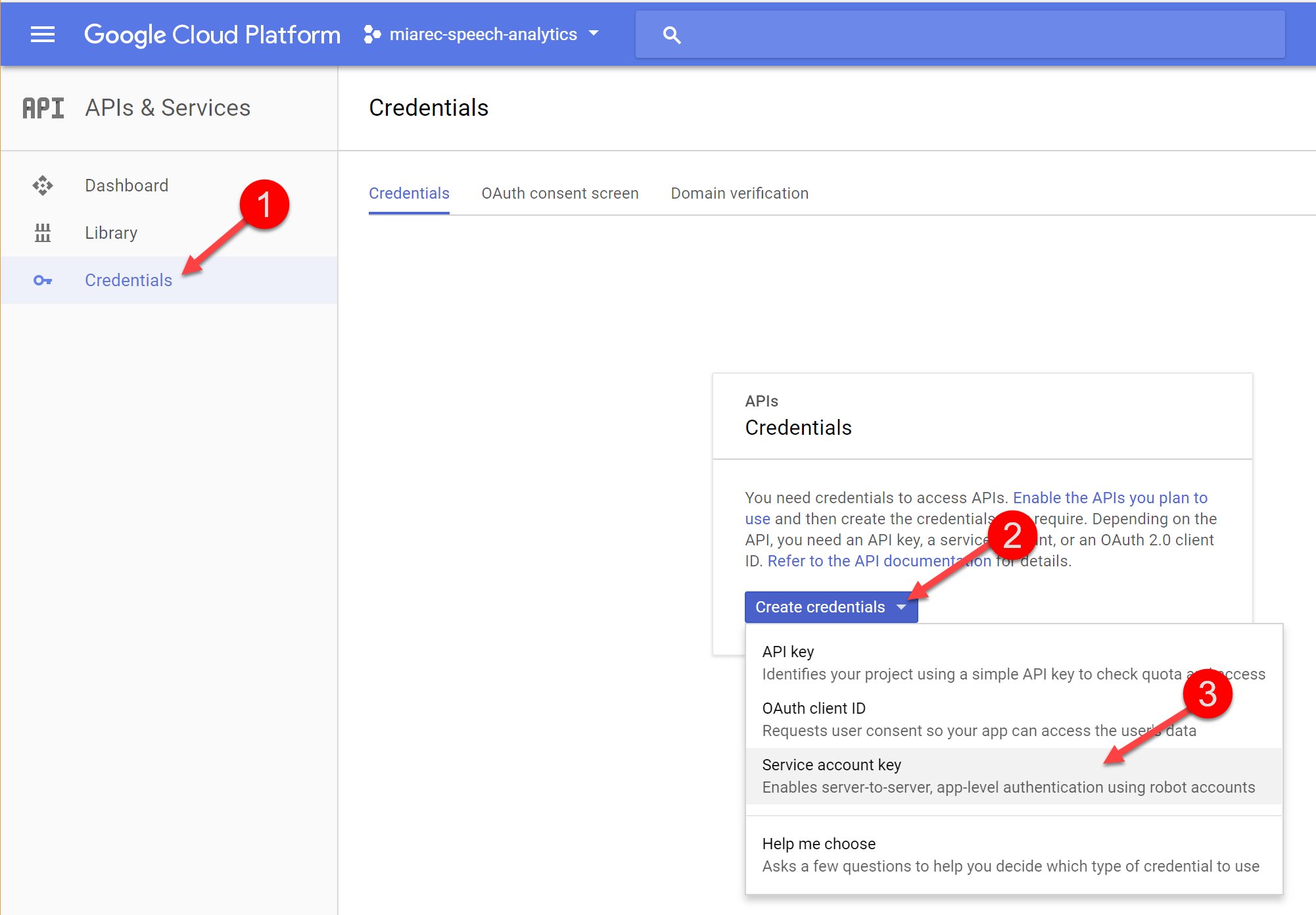 Create credentials