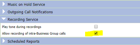 Enable recording of intra-Business Group calls
