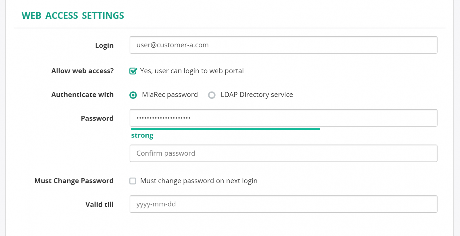 Web Access Settings