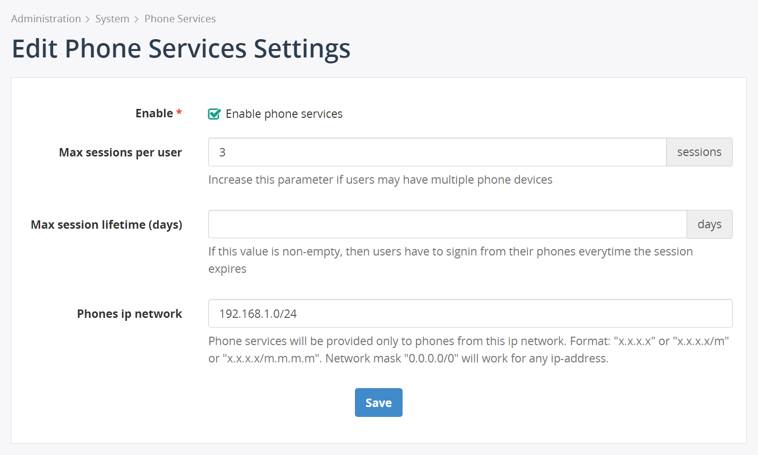 Configure MiaRec phone services