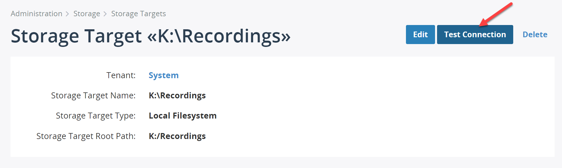 Storage target testing