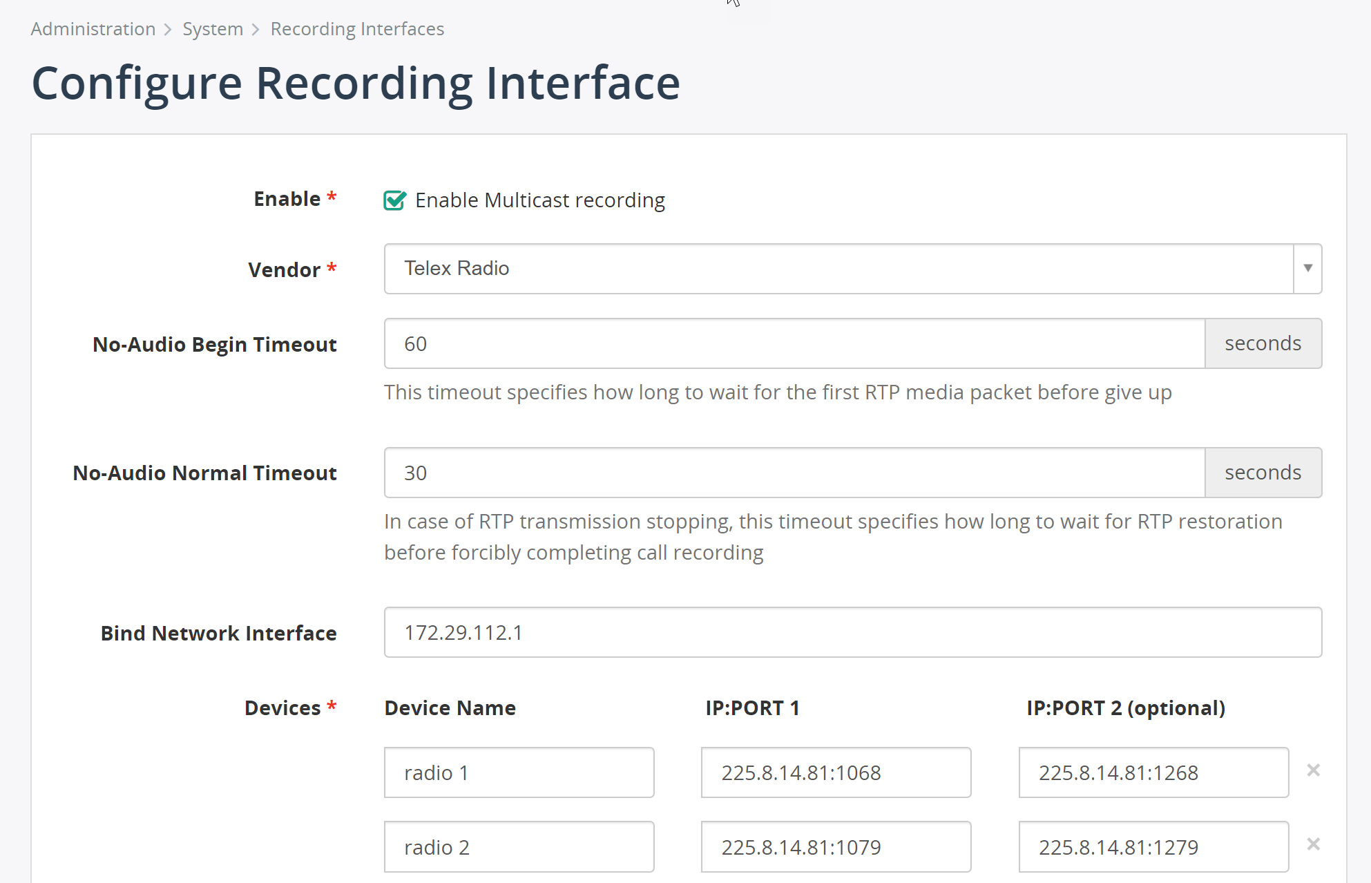 Telex multicast radio recording