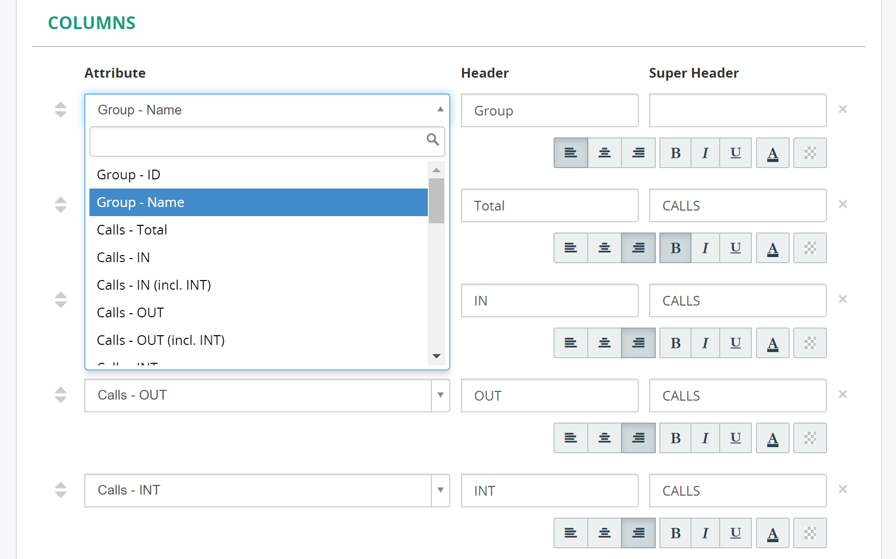 Ability to configure visible columns in a report