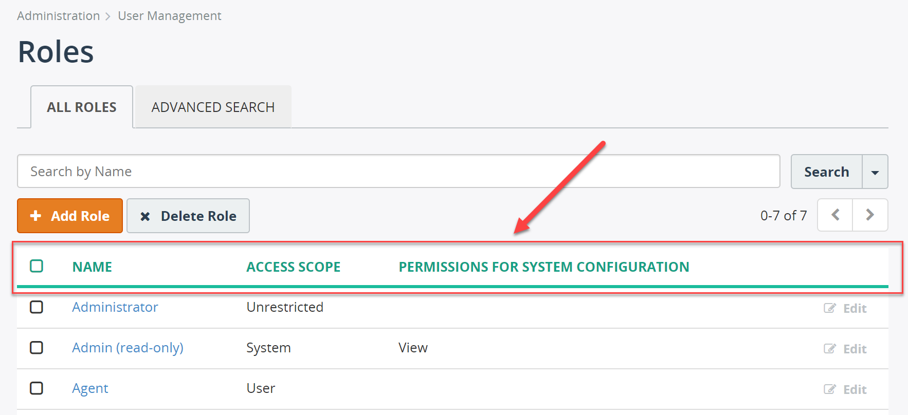 Customize visible columns