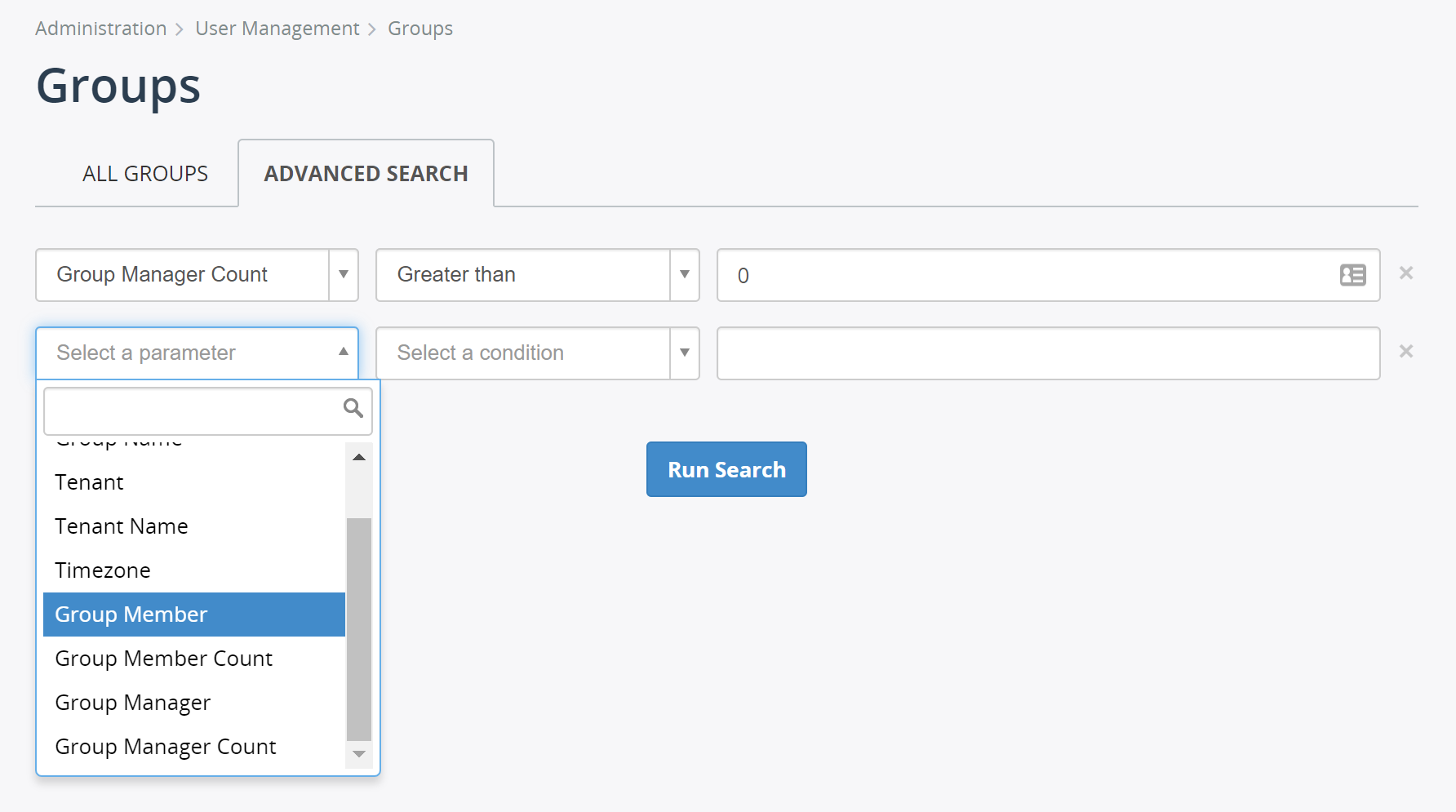 Extend group advanced search
