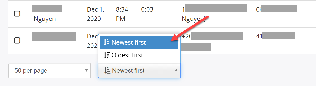 Add ability to sort Recordings list by either "Oldest first" or "Newest first