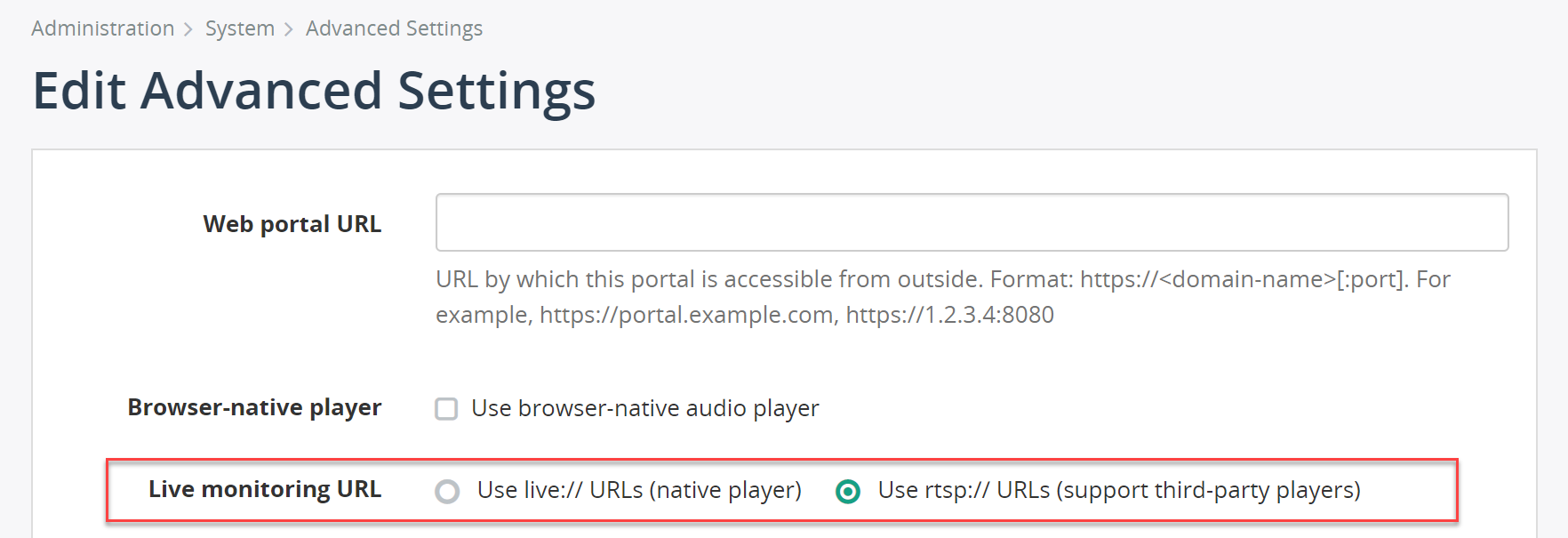 Third-party RTSP players