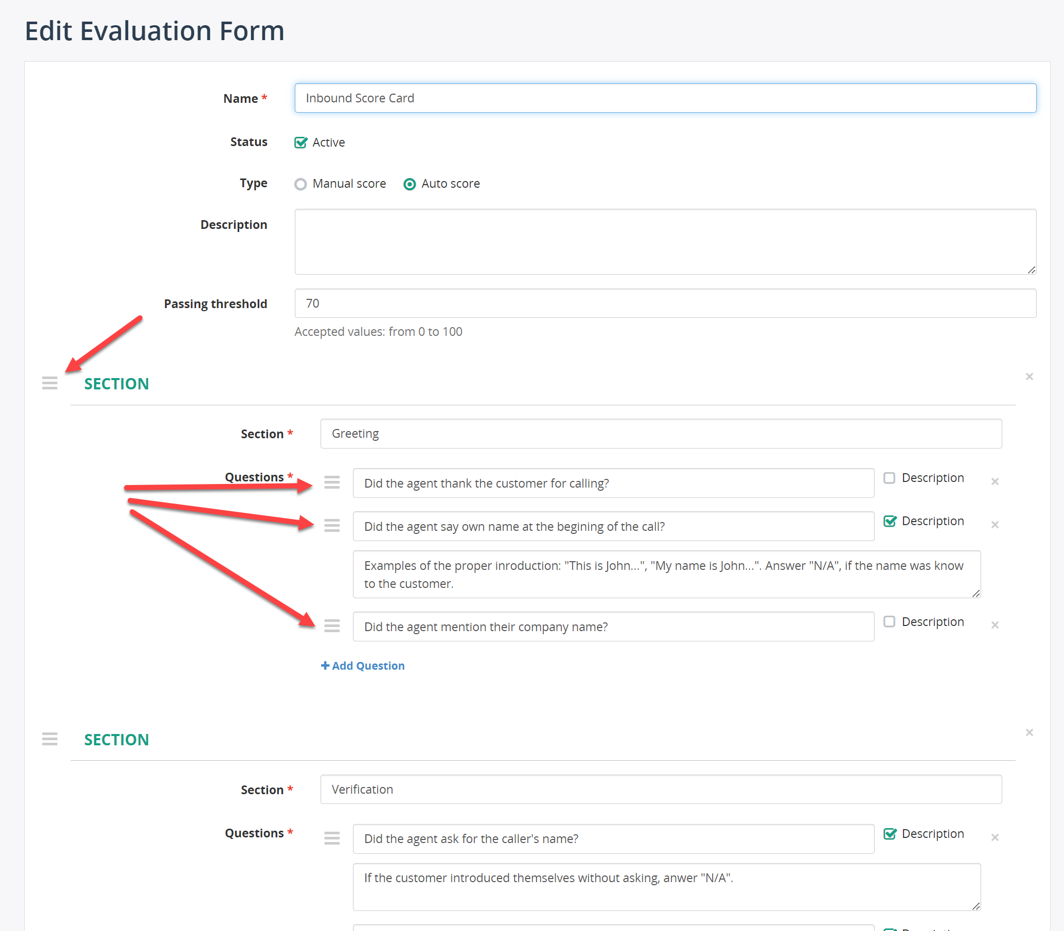 Evaluation Form - drag'n'drop