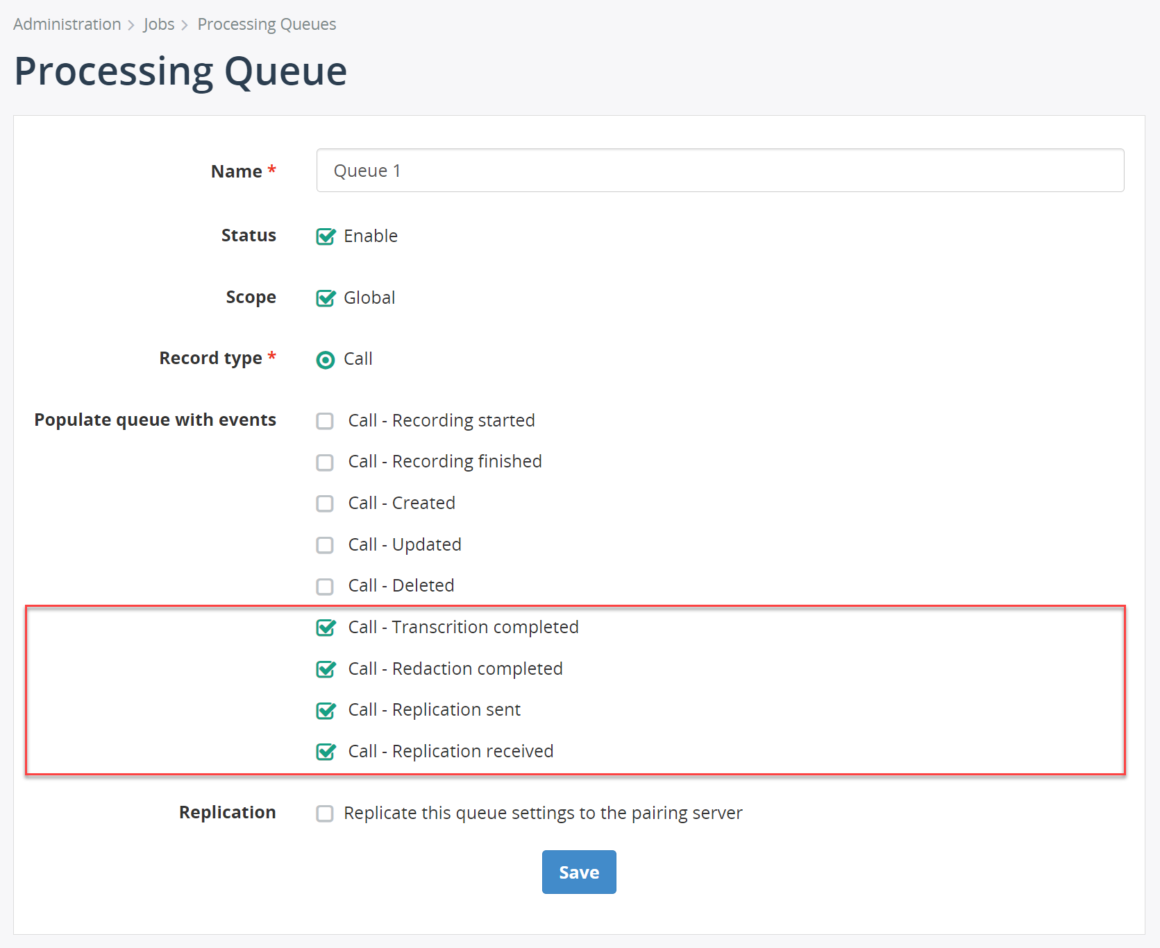 Processing Queue - New events