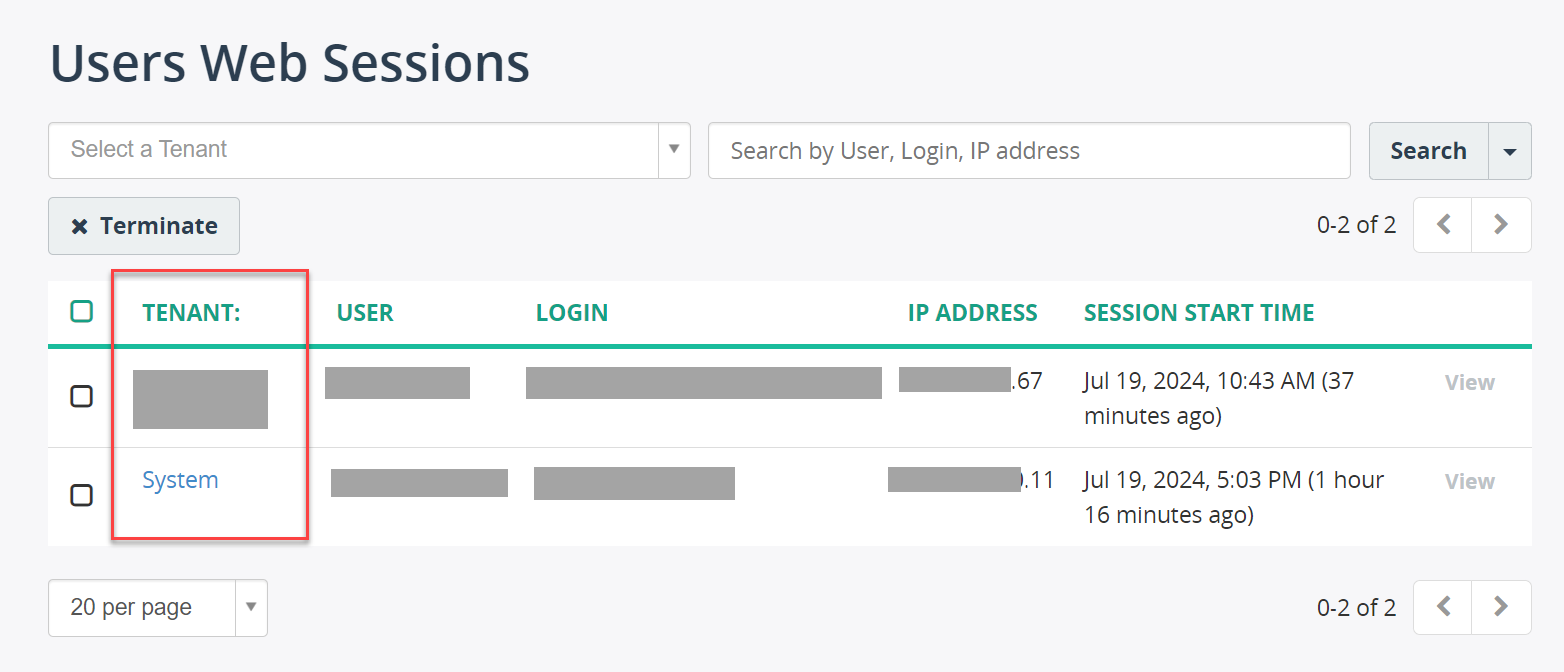 Users Web Sessions