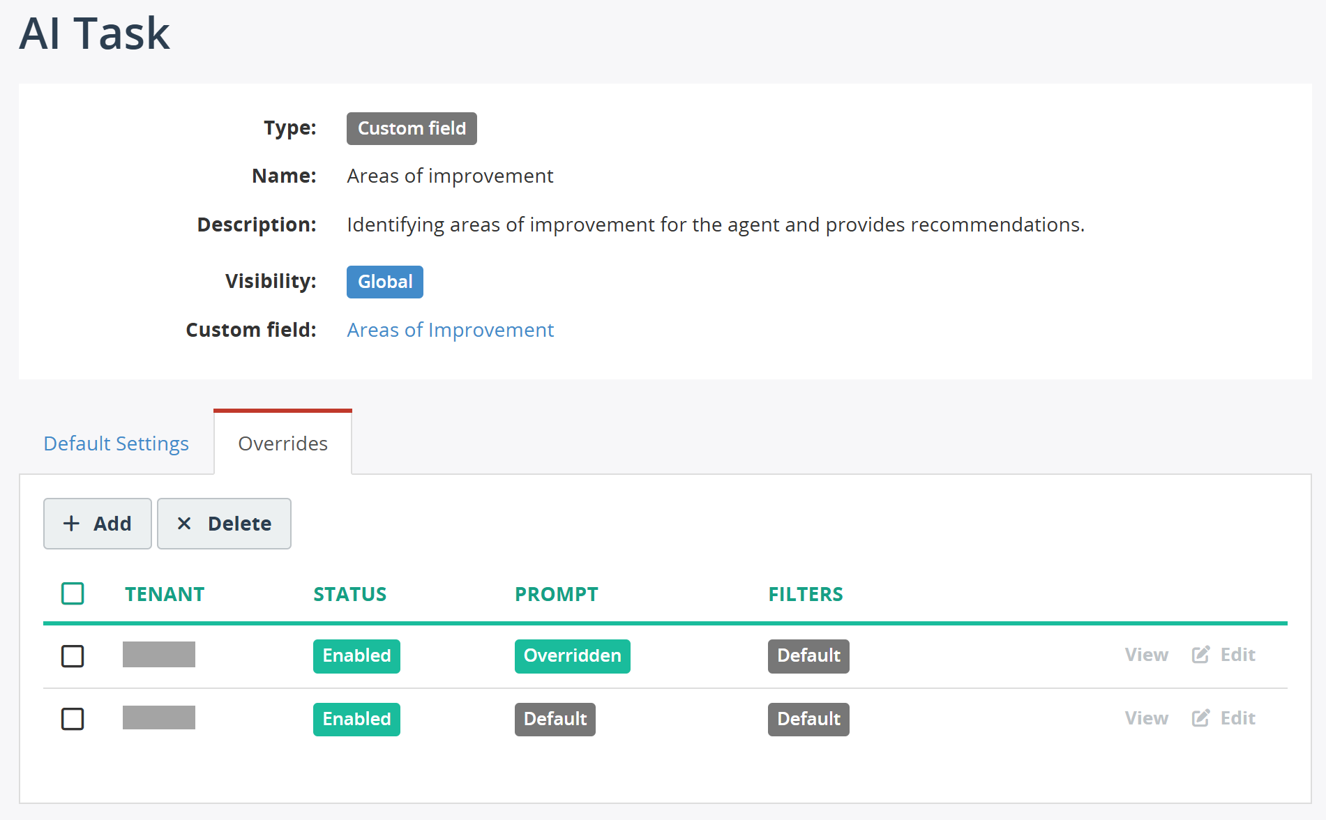 Global Tasks Overrides
