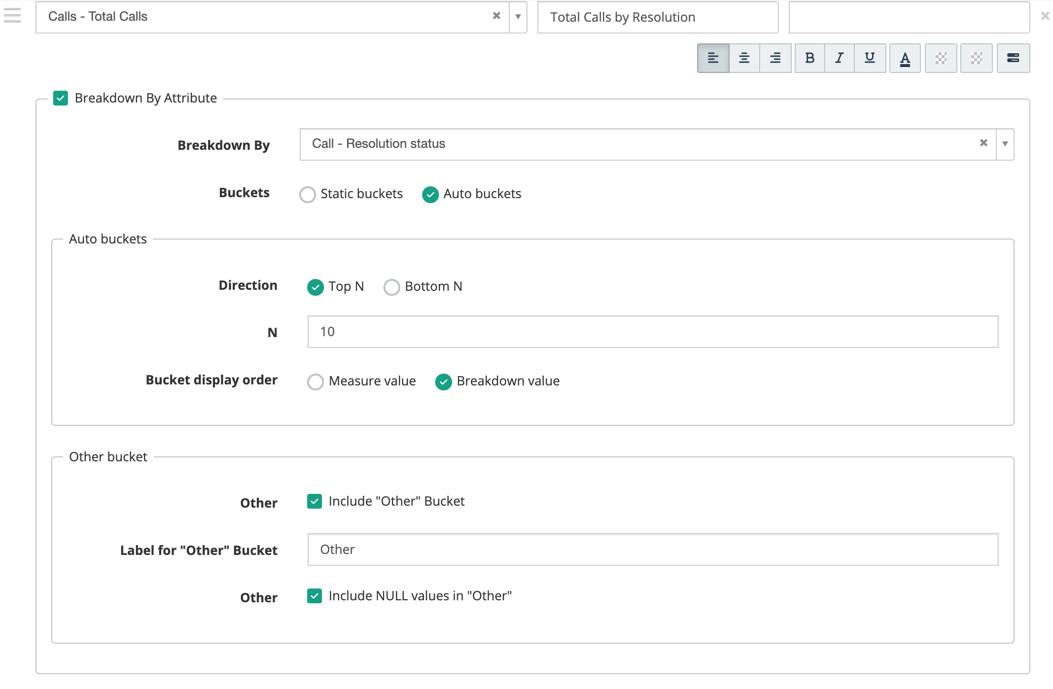 Breakdown By Attribute settings for a report column