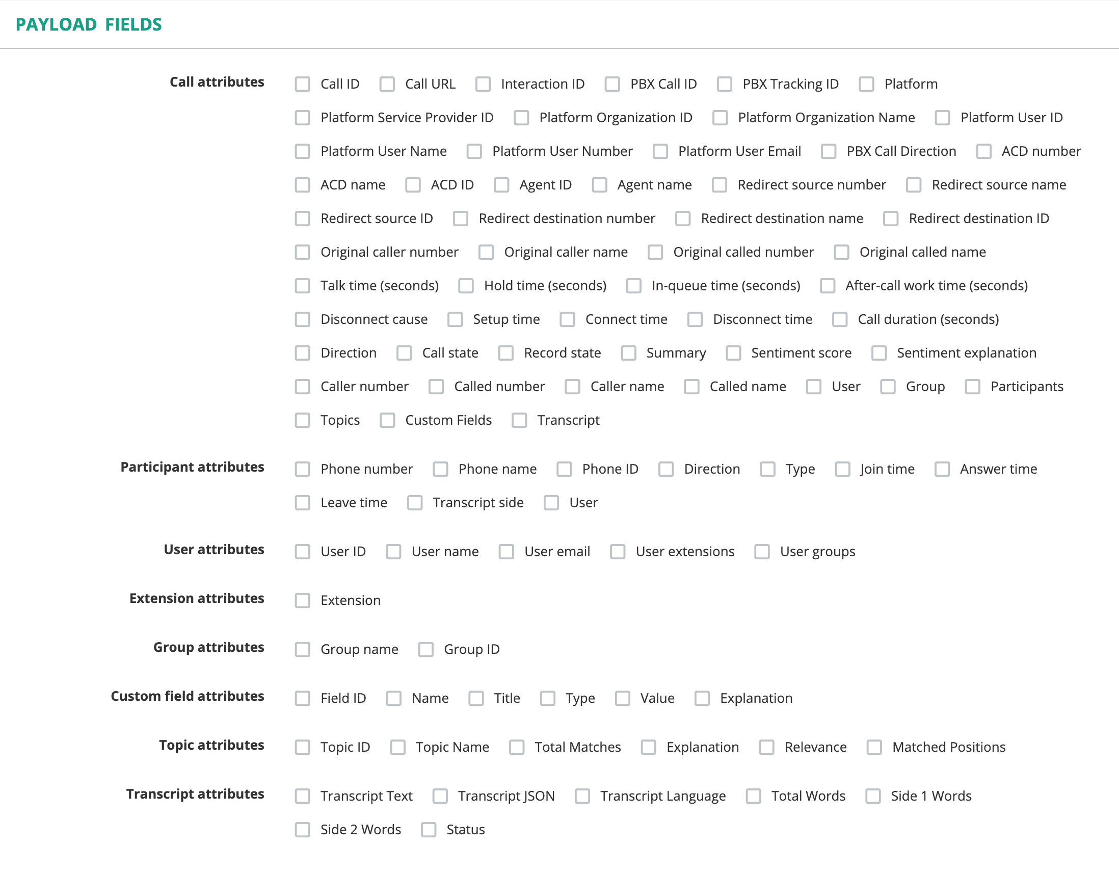 The payload field picker of the webhook job