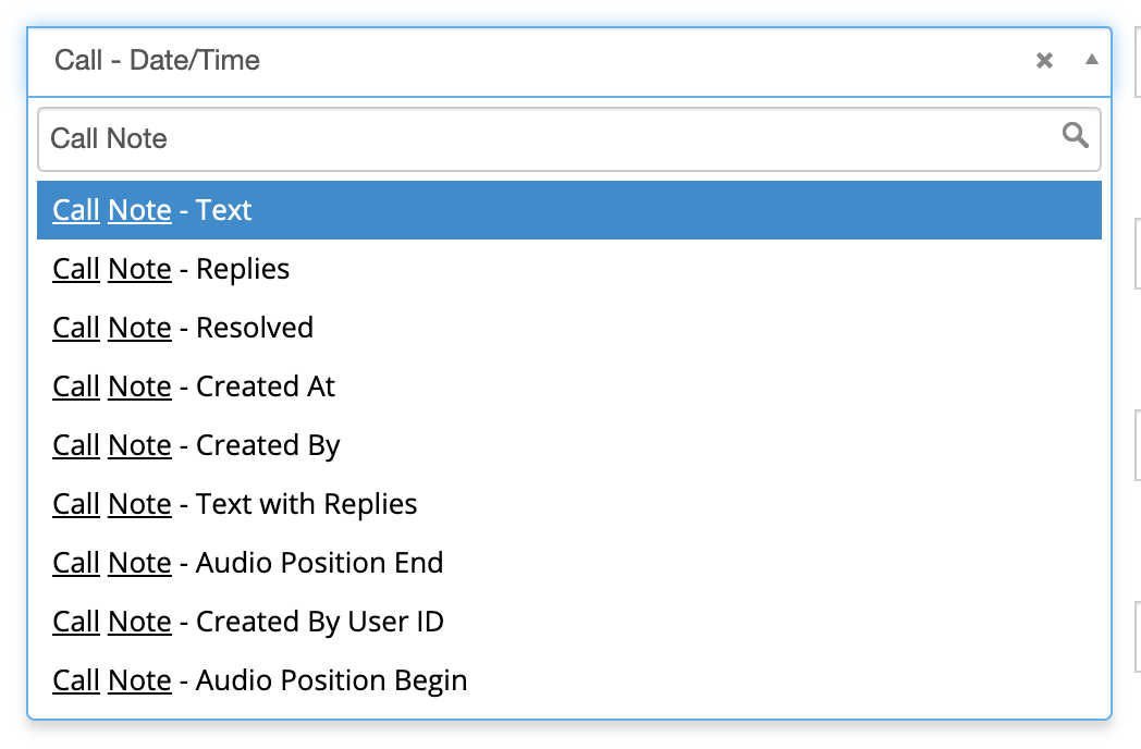 Call note columns