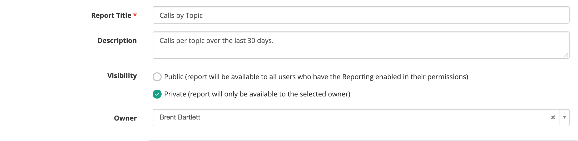 Report visibility and owner