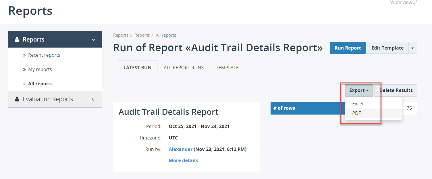 Export Report Data