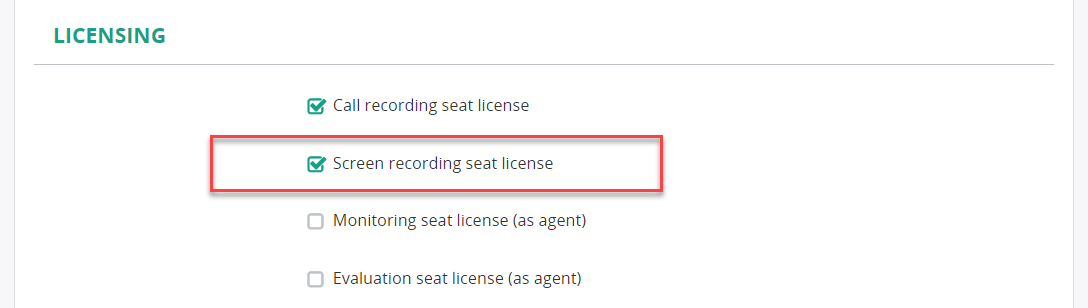 Screen recording seat license