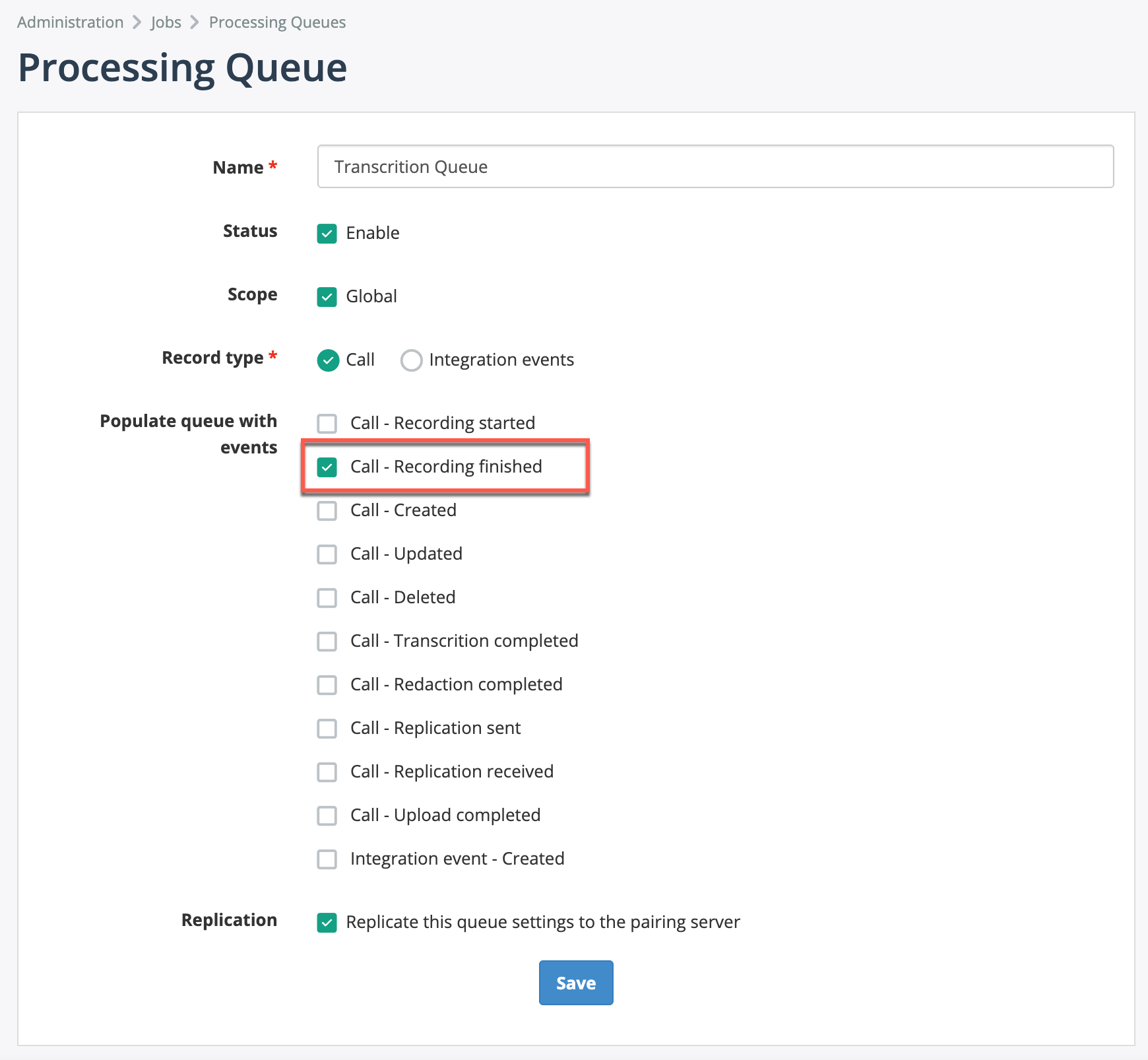 Add Processing Queue