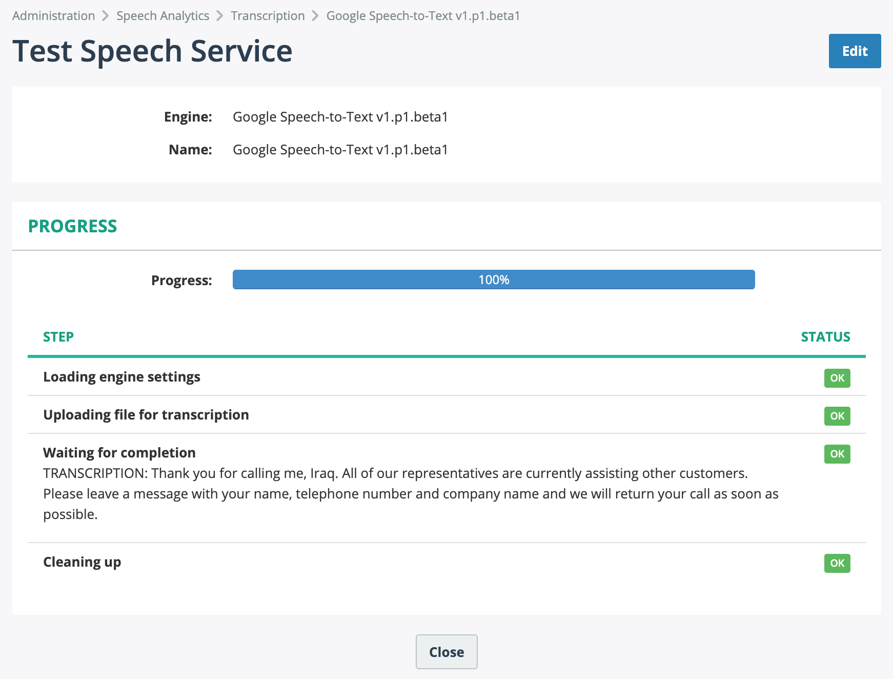 Test Transcription Engine