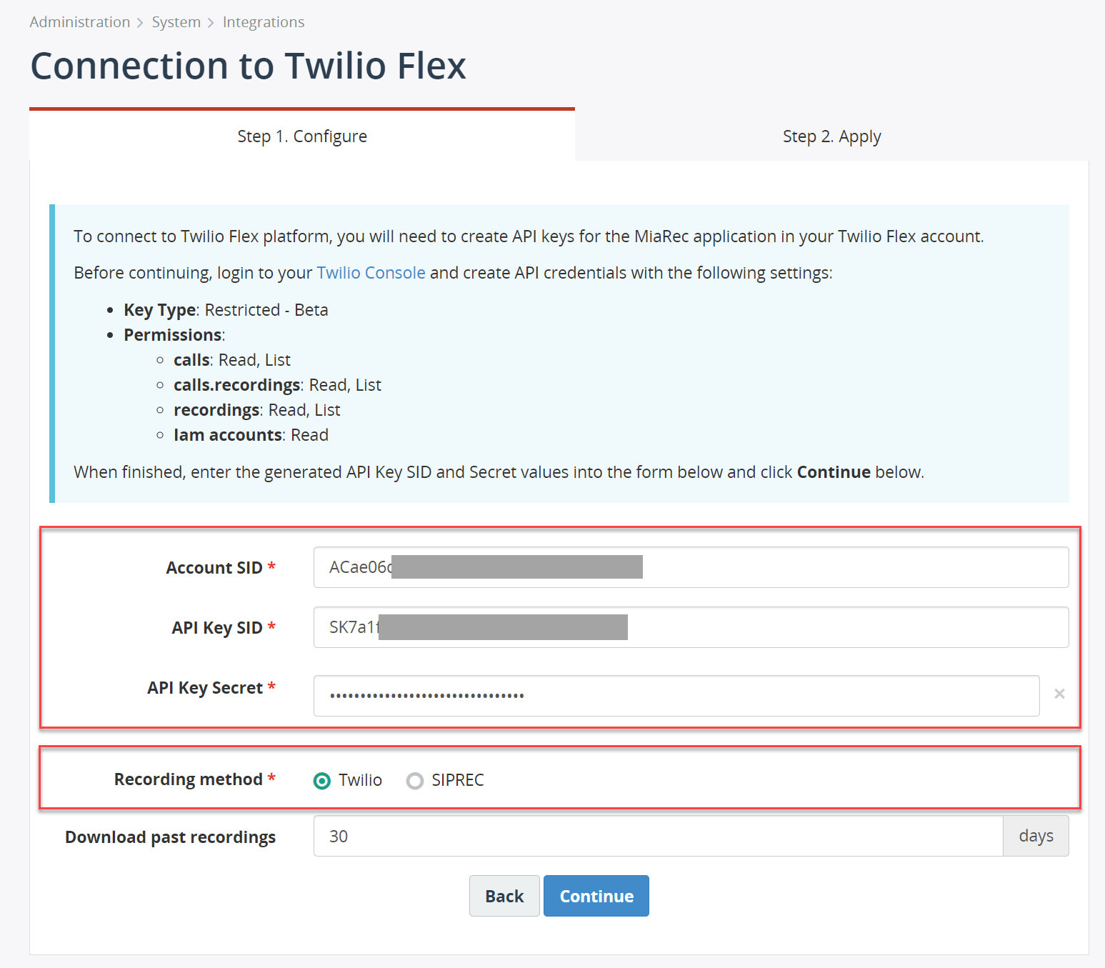 MiaRec - create integration with Twilio Flex