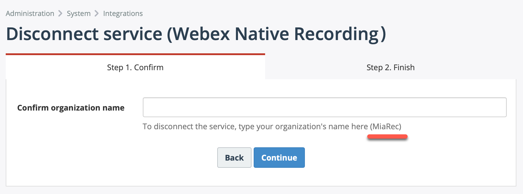MiaRec - Disconnect from Webex