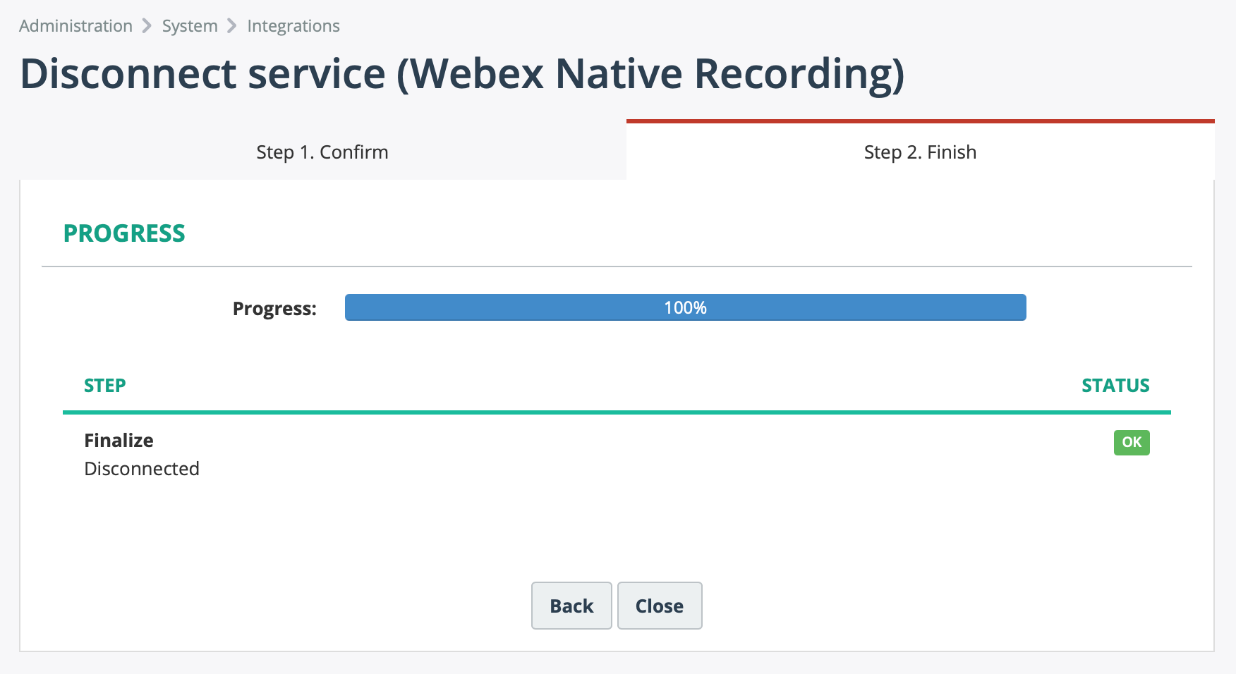 MiaRec - Disconnect from Webex